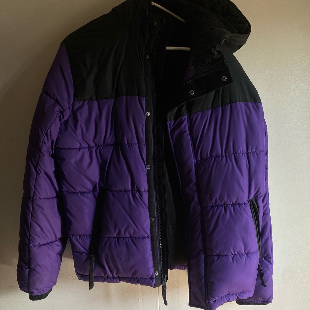 Purple and Black Puffer Jacket